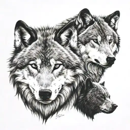 wolf and bear tattoo design idea