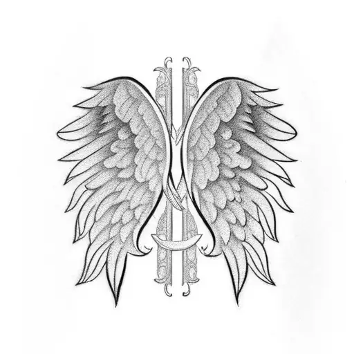 Polynesian style Angel wings cuff tattoo design idea