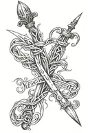 two intertwined icicles and in the middle written "never fear" tattoo design idea