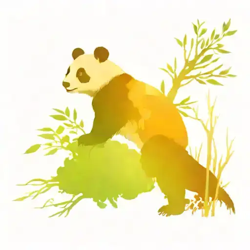  landscape where you can see a tree with a panda and a zoo next to it. In its branches you can see a squirrel and a humm tattoo design idea