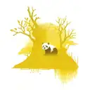  landscape where you can see a tree with a panda and a zoo next to it. In its branches you can see a squirrel and a humm tattoo design idea
