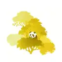  landscape where you can see a tree with a panda and a zoo next to it. In its branches you can see a squirrel and a humm tattoo design idea