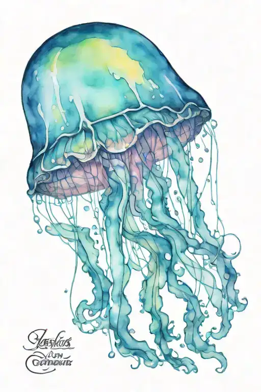 Jellyfish fine line tattoo design idea