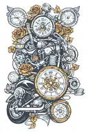 automatic watch and harley davidson motorcycle tattoo design idea