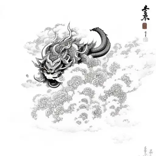 raijin with japanese clouds tattoo design idea