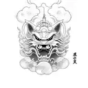 raijin with japanese clouds tattoo design idea
