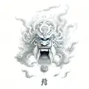 raijin with japanese clouds tattoo design idea