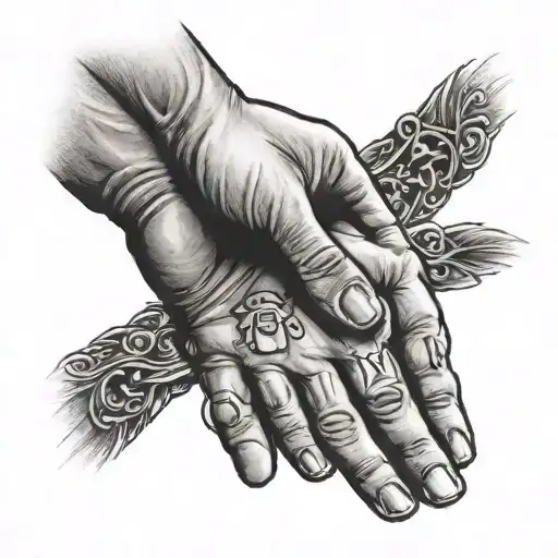 daddy son holding hands tattoo design idea