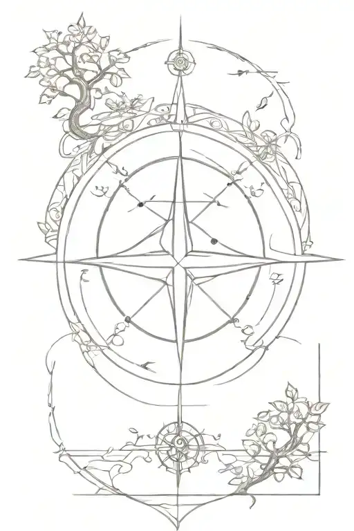 compass rose with Tree of Life overlaid symbols for family tattoo design idea