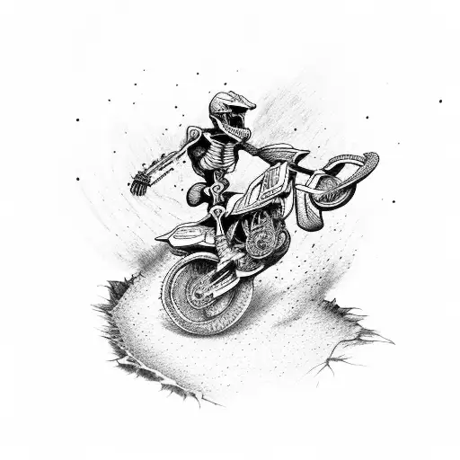 skeleton riding a dirt bike tattoo design idea
