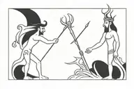 poseidon and triton with tridents tattoo design idea