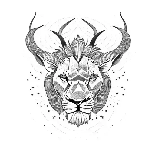 Springbok head with lion head with rhino head with sprinting cheetah with proteas tattoo design idea
