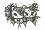 hello kitty angel bow and devil horns tattoo design idea