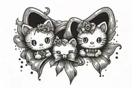 hello kitty angel bow and devil horns tattoo design idea