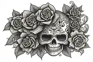 hello kitty chicano mexican skull flowers tattoo design idea