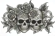 hello kitty chicano mexican skull flowers tattoo design idea