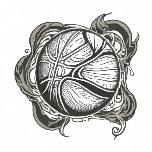 A basketball morphing into a yin-yang symbol, showcasing the balance between sports and inner peace tattoo design idea