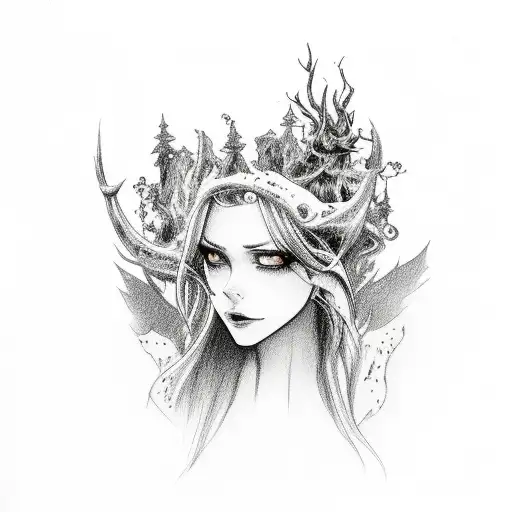 black forest with 1992 and 2003 and lucifer tear tattoo design idea
