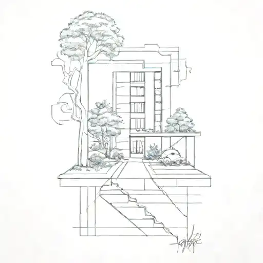 perspective view tattoo design idea