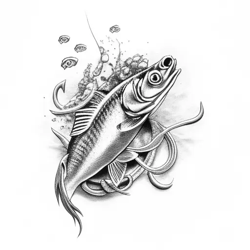 fish hook tattoo design idea