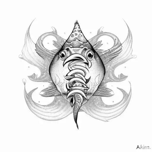 fish hook tattoo design idea