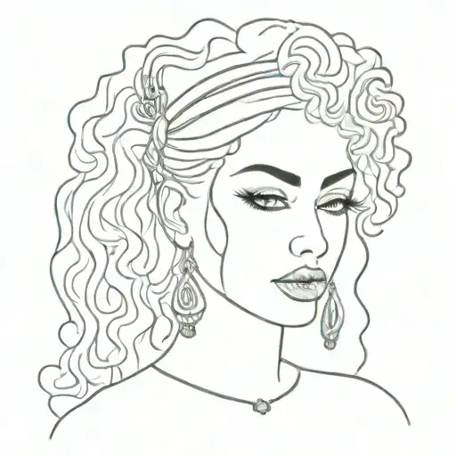 curly hair chaoui berber algerian traditional jewelry woman  tattoo design idea