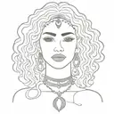 curly hair chaoui berber algerian traditional jewelry woman  tattoo design idea