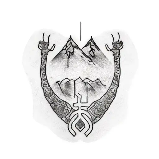 Scandinavian script armor hand protection tattoo design idea