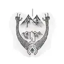 Scandinavian script armor hand protection tattoo design idea