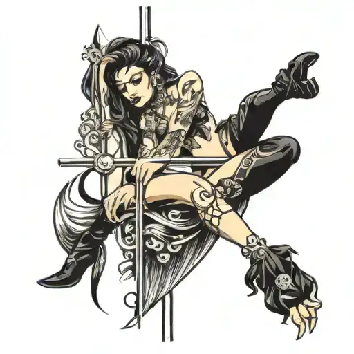 pole dancing tattoo design idea