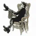 body contorting on chair tattoo design idea