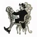 body contorting on chair tattoo design idea