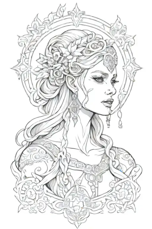 goddest hel nordic godess tattoo design idea