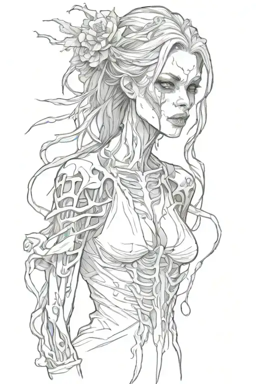 undead woman tattoo design idea