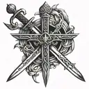 3 swords crossed tattoo design idea