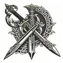 3 swords crossed tattoo design idea
