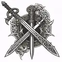 3 swords crossed tattoo design idea