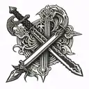 3 swords crossed tattoo design idea