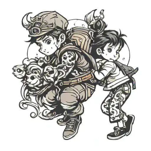 boy carrying boy princess style  tattoo design idea