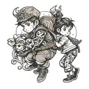 boy carrying boy princess style  tattoo design idea