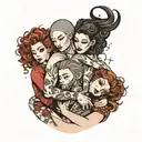 four people carrying each other tattoo design idea