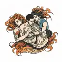 four people carrying each other tattoo design idea