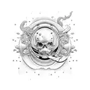 ocean, navy, my wife,  3 kids tattoo design idea