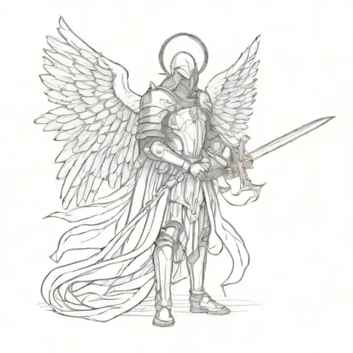 Angel Knight with sword tattoo design idea