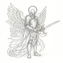Angel Knight with sword tattoo design idea