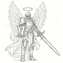 Angel Knight with sword tattoo design idea