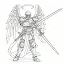 Angel Knight with sword tattoo design idea