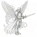 Angel Knight with sword tattoo design idea