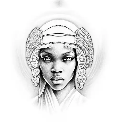 black female jesus on cross tattoo design idea