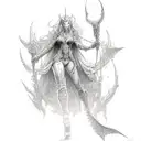 lilith fullbody diablo 4 style tattoo design idea